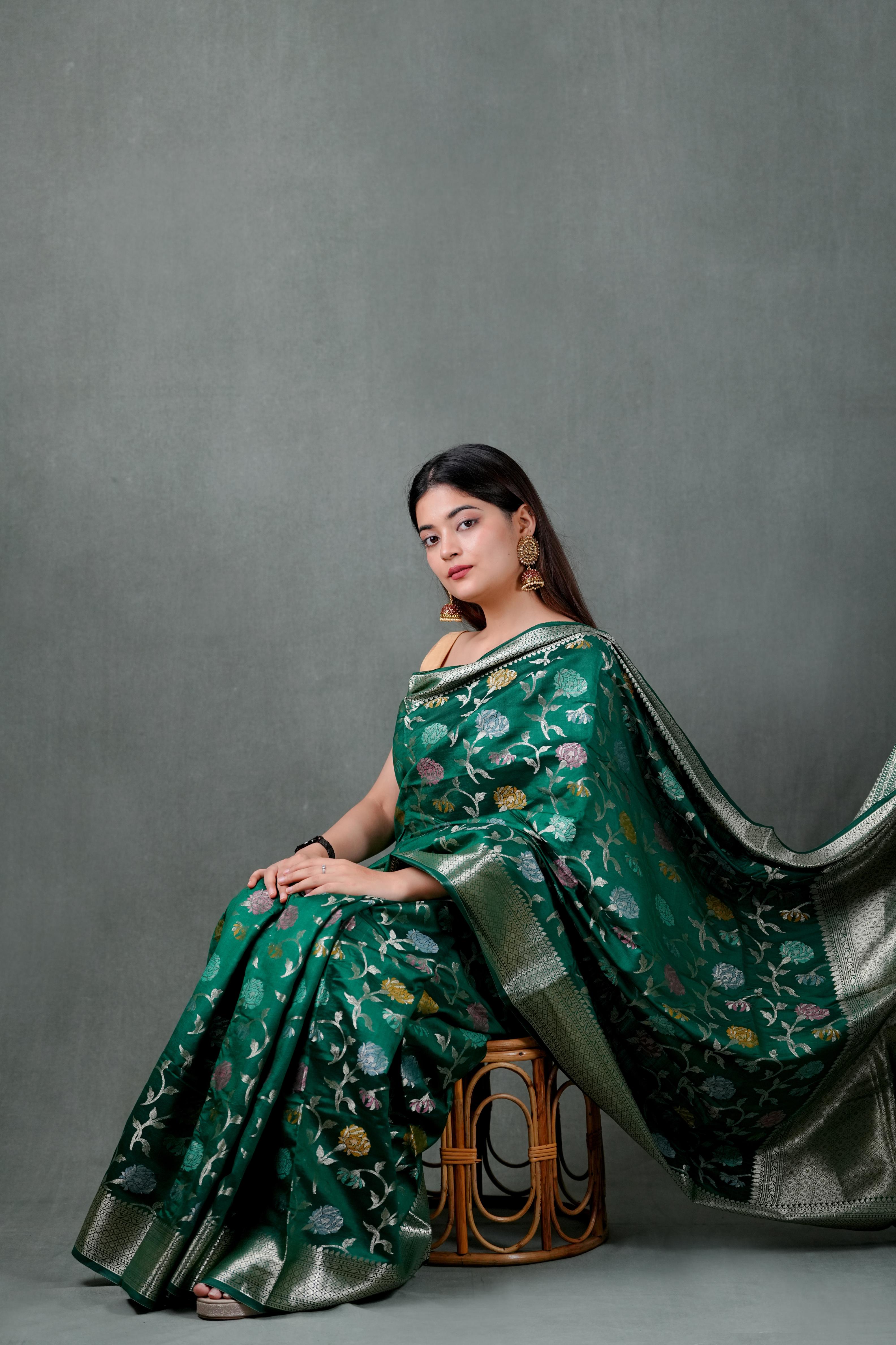 Munga silk Mernakari banarasi saree