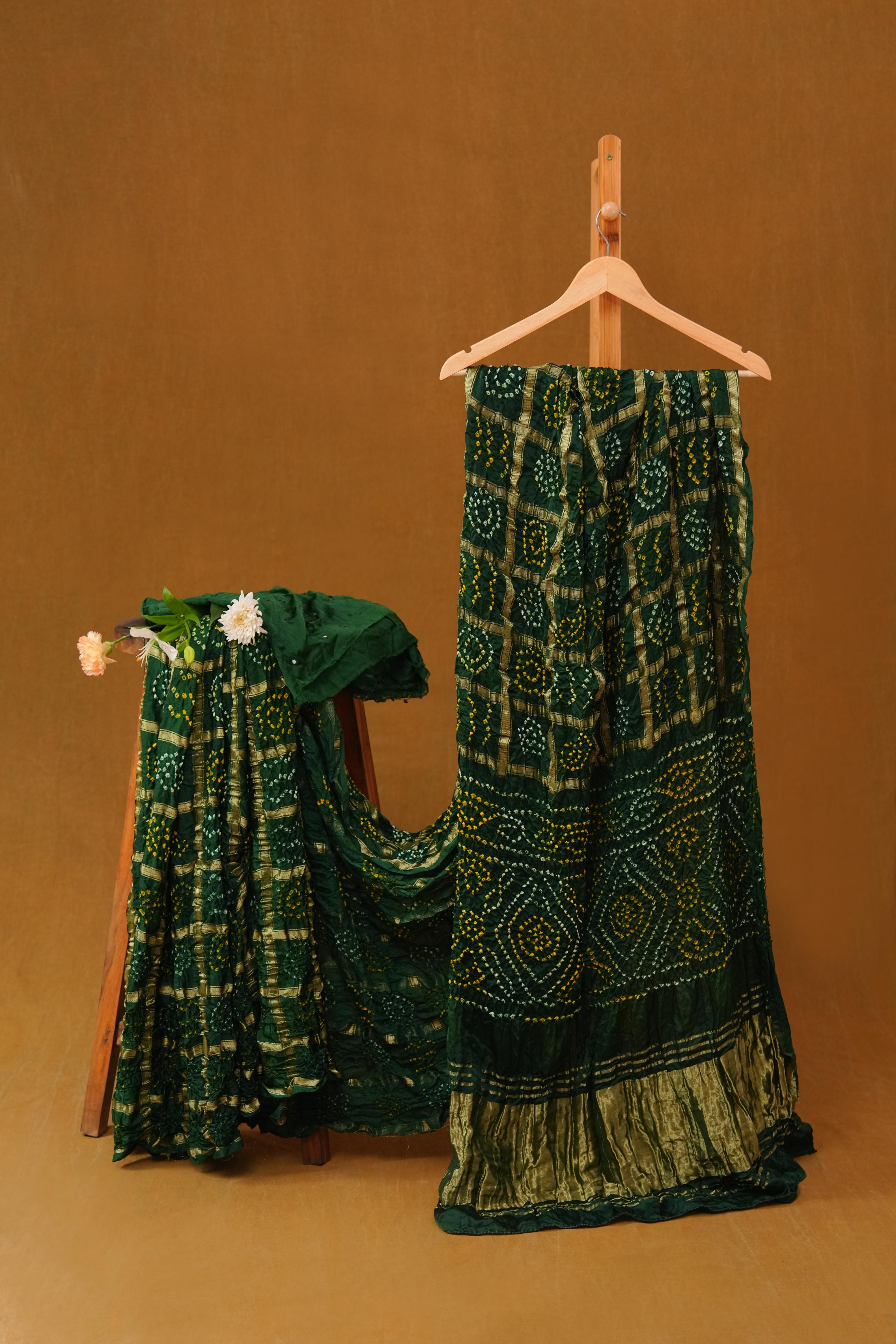 Bandhej saree in gajji silk
