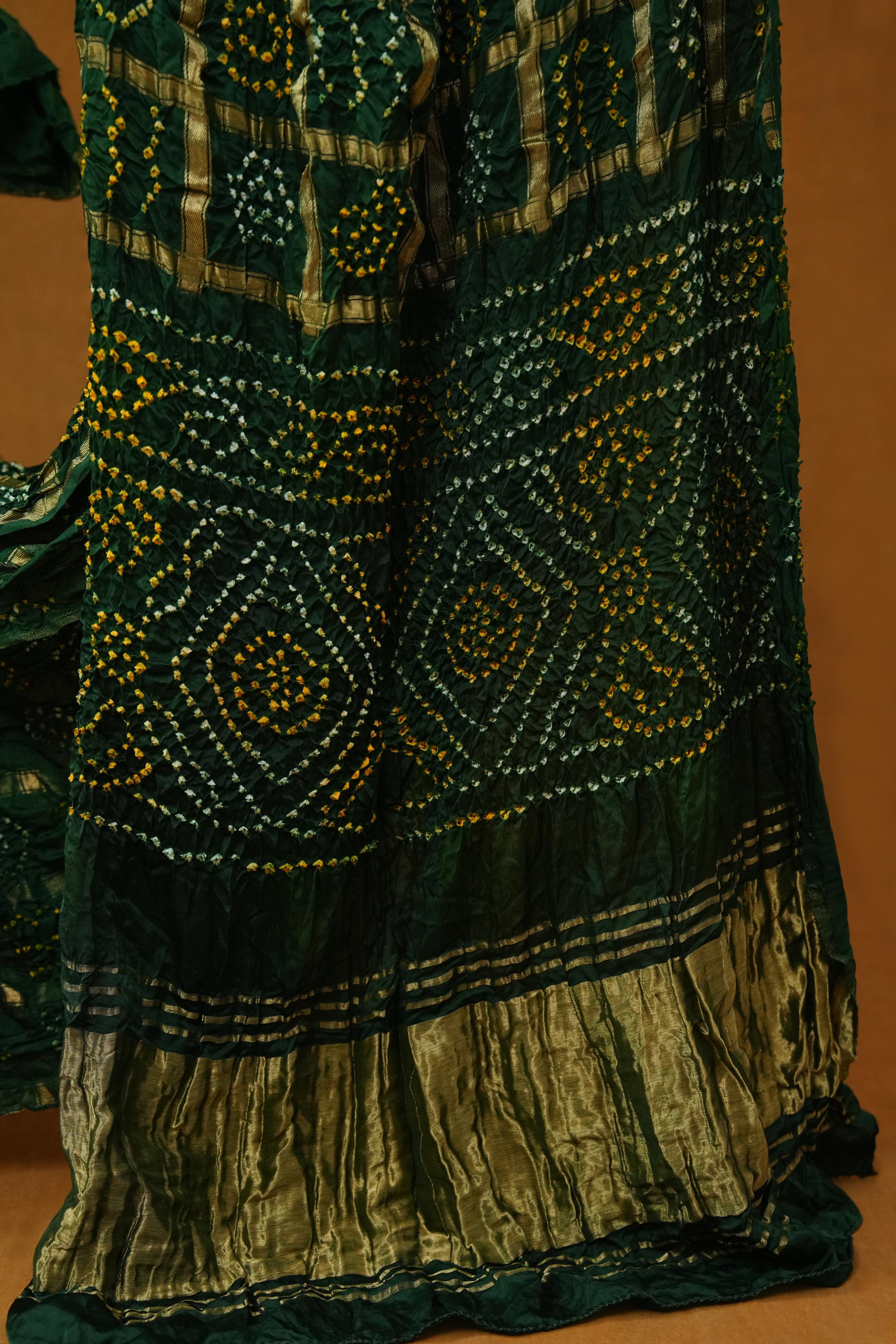 Bandhej saree in gajji silk