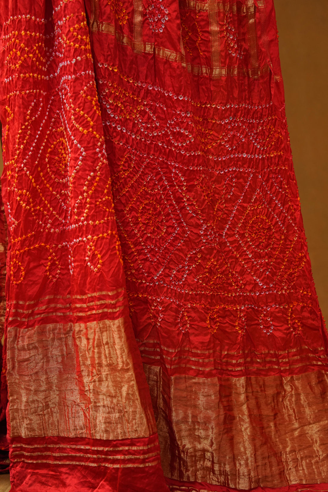 Bandhej saree in gajji silk