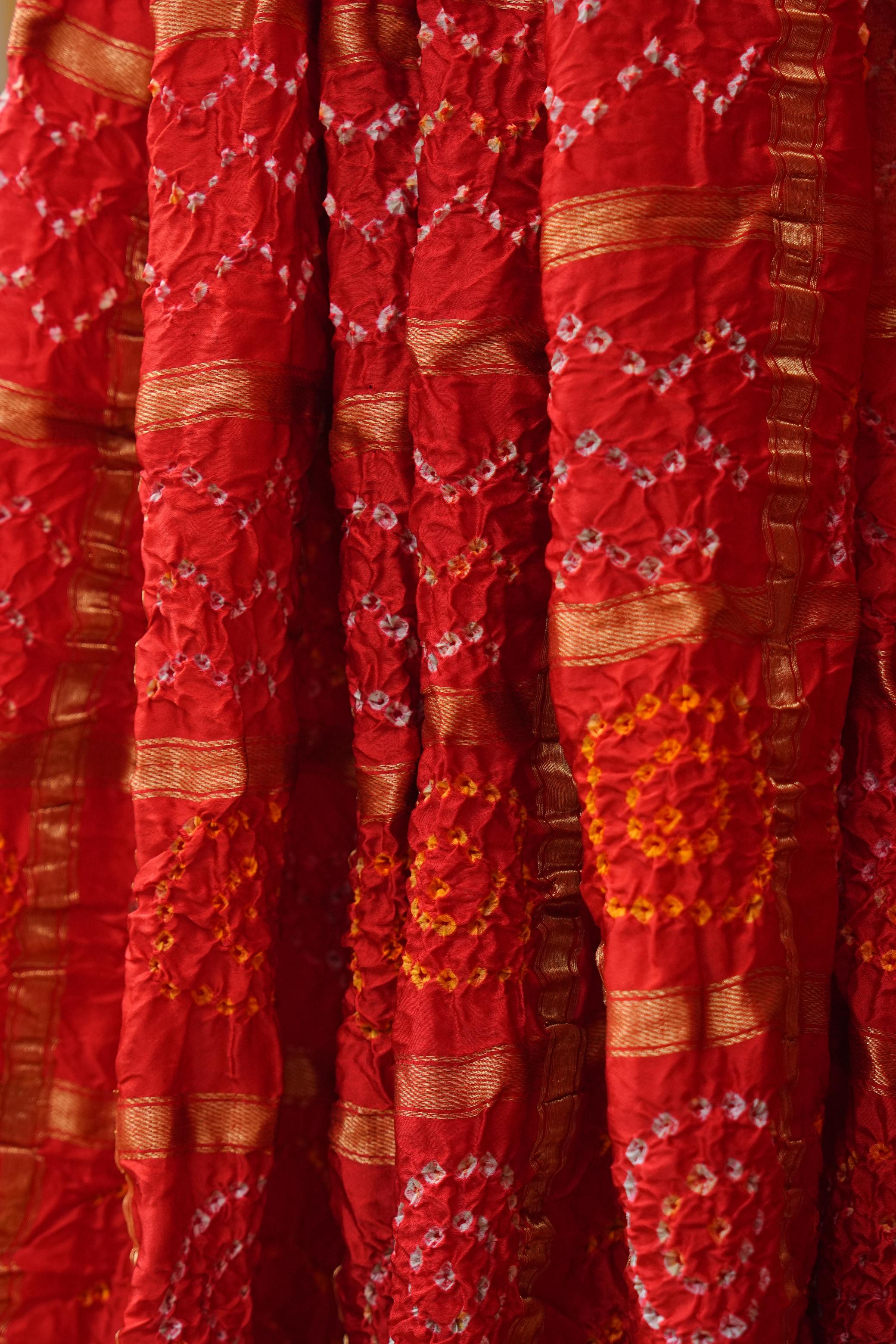 Bandhej saree in gajji silk